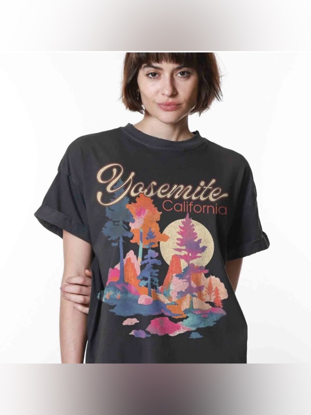 Girl Dangerous Yosemite premium vintage black boyfriend tee